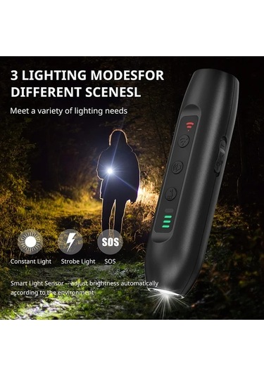 Willowhaven Siyah Usb Şarjlı Ses Dalgası Teknolojili Köpek Eğitim Cihazı Titreşim Ve Flaş Işık Modları