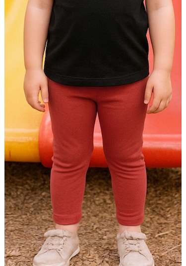 Kız Bebek Tayt Düz Renk Likralı Kumaş Esnek Kiremit