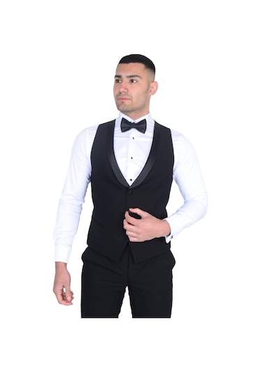 Cengiz İnler Erkek Sivri Yaka Yelekli Smokin 215141 001
