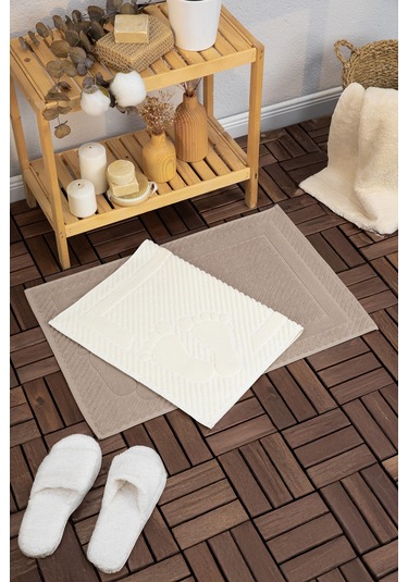 Leoline %100 Pamuk Premium 2'li Ayak Havlusu Kahverengi - Krem