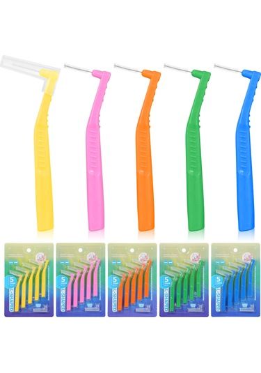 Moveevo 5'li Diş Arası Fırçası Seti - L Şekilli, 0.6mm, Çelik Saplı, Yeniden Kullanılabilir, Ağız Hijyeni İçin