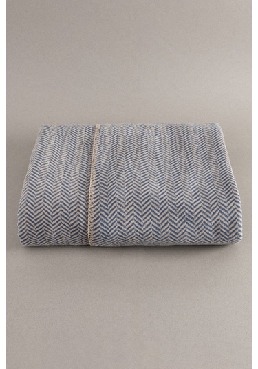 Twin Battaniye Soft Pamuklu Çift Kişilik Battaniye Kahve Mavi 200 Kahve Mavi