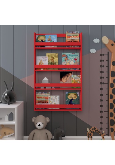 Çocuk Odası Raf / Kitaplık Çr-01 Kırmızı Kırmızı
