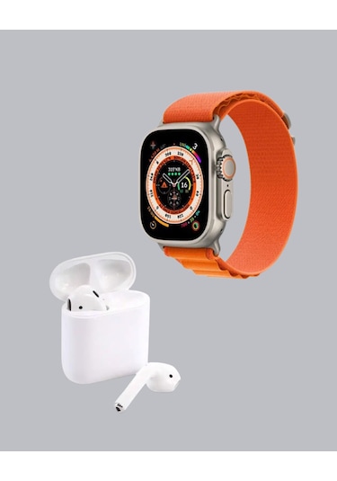 S8 Ultra Akıllı Saat Ve Bluetooth Kablosuz Kulaklık 2 Li Set