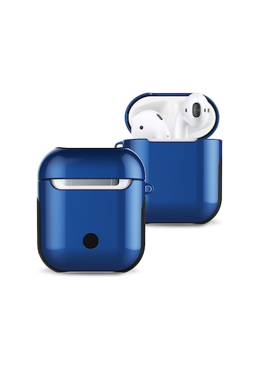 Vernikli Pc Bluetooth Kulaklık Kılıfı  Airpods Uyumlu 1/2 İçin Anti-kayıp Saklama Çantası Mavi