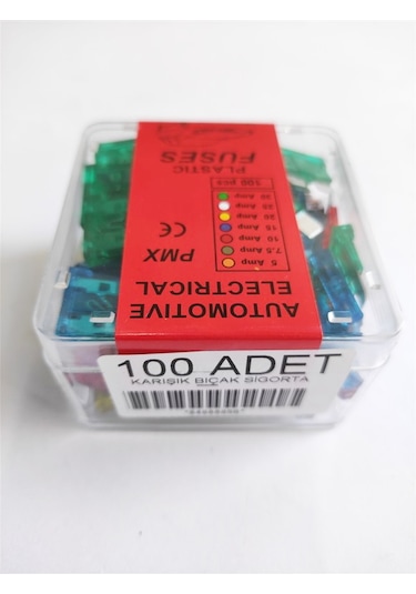 Replax Karışık 7,5 10 15 20 25 30 Amper Yassı Bıçak Sigorta 100 Adet