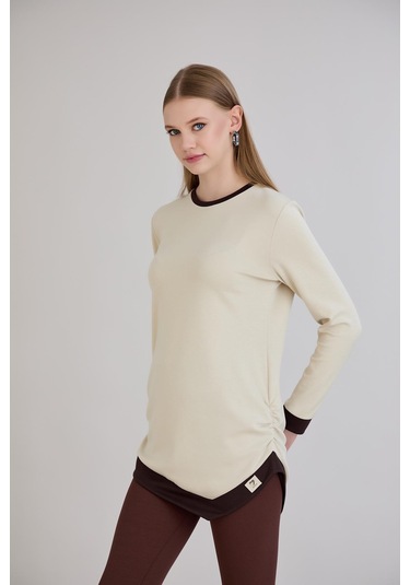Sortie Collection Yanları Büzgülü Bluz Bej