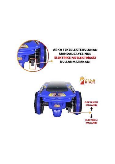 Kumandalı Akülü Araba 6 Volt 2-4 Yaş Mavi