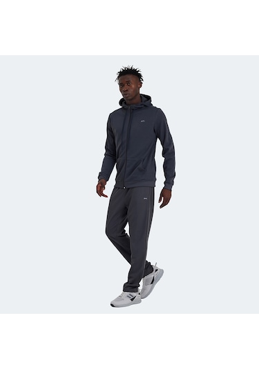 Slazenger RICH Erkek Fermuarlı Kapüşonlu Cepli Koyu Gri Eşofman Takımı