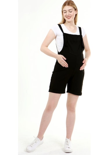 Luvmabelly Myrb6205 - Siyah Hamile Şort Salopet-siyah