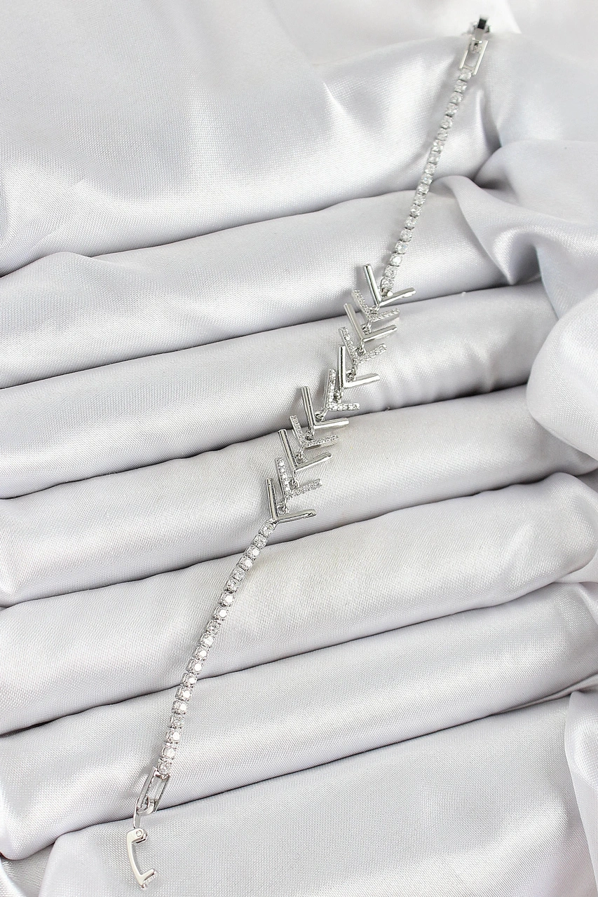 Dodes Dodes Pirinç Gümüş Renk Zirkon Taşlı Balık Sırtı Kadın Bileklik Tg27bb7069 Çok Renkli