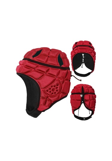 Geeroyoo Çocuklar İçin Yüksek Darbe Dirençli Eva Köpük Kaleci Kaskı, Ayarlanabilir Kayışlar, Nefes Alabilir Delikler, Kırmızı S Boy Kırmızı