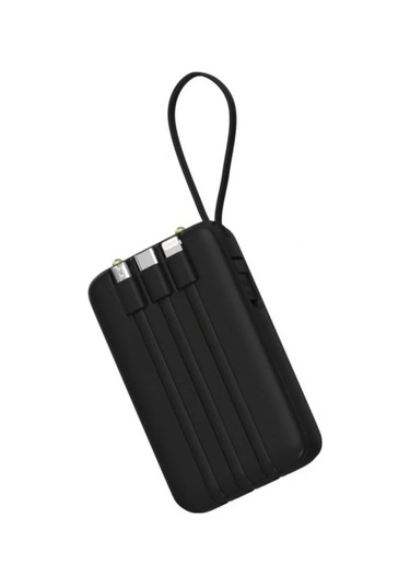 Enerx Enr-p10dc Powerbank 10.000 Mah 2a Dijital Ekranlı Fenerli Dahili Kablolu Usb+type-c+micro+ipho Siyah