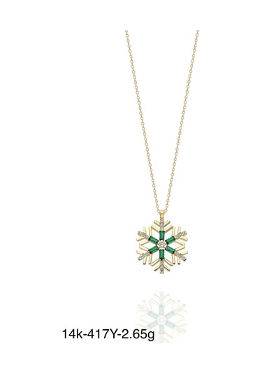 Zümrüt Baget Taş Özel Tasarım Kartanesi 14 Ayar Altın Kolye