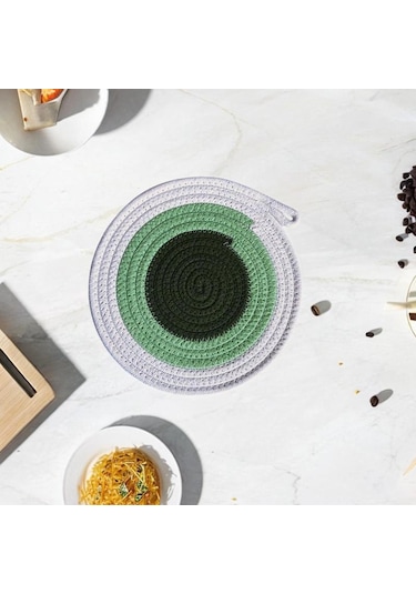 Suntek Çiftlik Evi Masa Mat Kaymaz Rustik Örgülü Yeşil-24cm