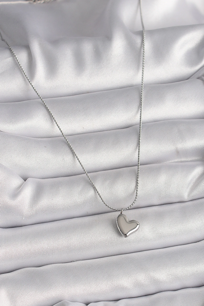 316l Çelik Gümüş Renk Zincir Kalp Figür Kadın Kolye Eb-bko9783 Çok Renkli