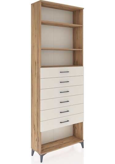 Arges Dolap 3 Raflı 6 Çekmeceli 88x30x243 Çam-aytaşı Atlas Çam