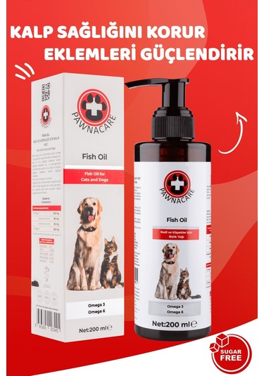 Pawnacare Fish Oil Kedi ve Köpekler İçin Tüy Sağlığı Destekleyici 200 ML
