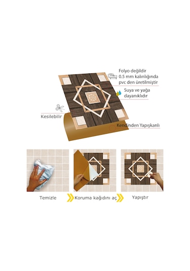Tink Kendinden Yapışkanlı Ahşap 015 Desenli Pvc Karo 30x30 Cm