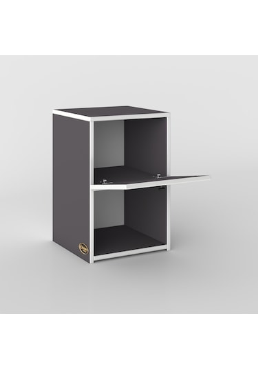 Kenzlife Komodin İzumi Gri 60 39 39 Komidin Kitaplık Ayakkabılık Kapaklı Arkalıklı Beyaz