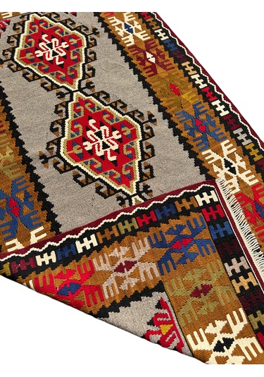 Kök Boya Yahyalı Kilim 106x200 Renkli %100 Yün Kilim