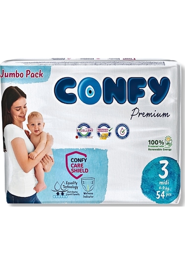 Premium Bebek Bezi 3 Beden Midi 4 - 9 Kg 54 Adet