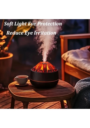 Techbloom 1pc Usb Şarjlı Mangal Kömürü Nemlendirici Renkli Gece Işığı Ayarlanabilir Sis Çıkışı Yatak Odası