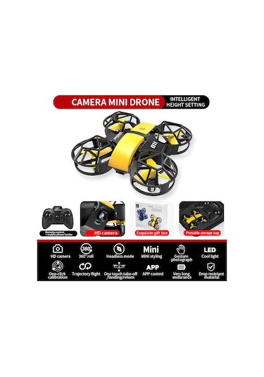 Dowellin D12 Drone Mini Uzaktan Kumanda Uçak Yeni Çocuk Oyuncak Hd Çift D12-wf-yellow