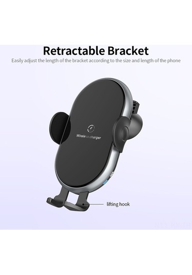 Fortunelane X366 Otomatik Şarj Tutucu - Motorlu Algılama, 10w Hızlı Şarj, Gri Renk, 360 Döner, Sessiz Çalışma