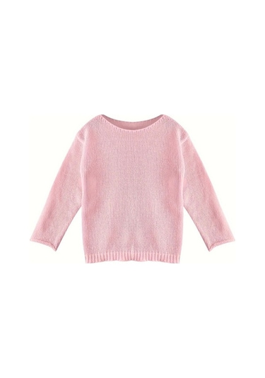 Tongxida Plus Size Yaka Kazak - Pembe - Kadın Büyük Beden - Sonbahar/ıllkbahar Pembe