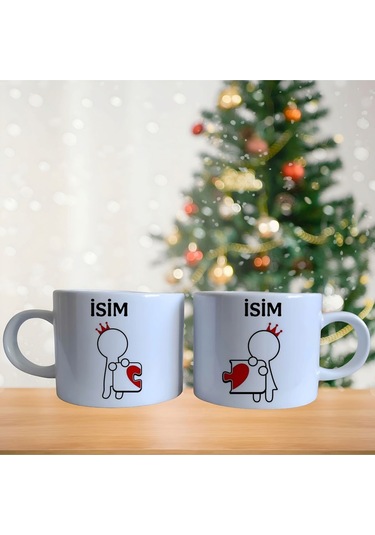 Çiftlere Özel Puzzle Porselen Fincan Takımı 755 Beyaz