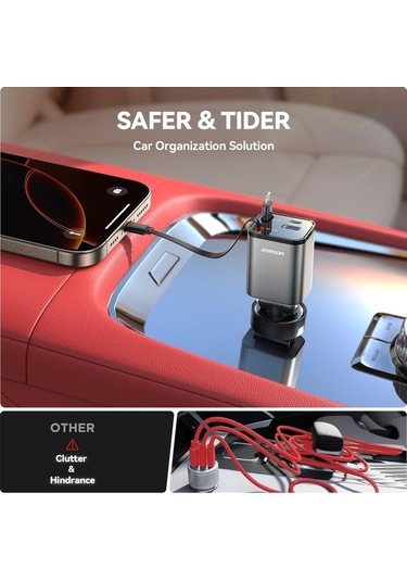 Tongxida Joyroom Ccl05 4'ü 1 Arada Geri Çekilebilir Teleferik Şarj Cihazı Siyah, Koyu Gri Siyah - Koyu Gri