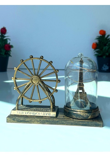 Yel Değirmeni Ve Eyfel Kulesi Cam Küreli Masaüstü Biblo Hediye