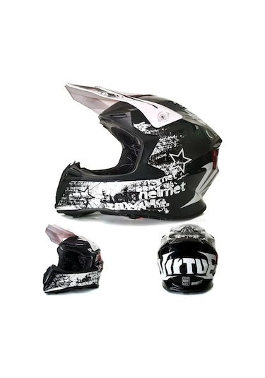 Vırtue Cross Motosiklet Kaskı Beyaz Siyah