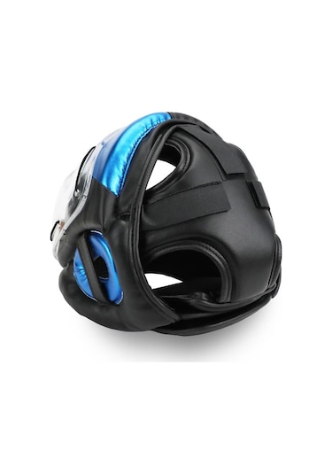 Titan Sport Yüz Korumalı Boks Kaskı , Mavi-siyah Camlı Model Çok Renkli