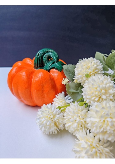 Dekoratif Balkabağı Orta Boy, Turuncu El Yapımı, Ev Dekoru, Masa Dekoru, Obje, Biblo