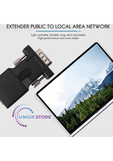 Vga Genişletici Erkek - Lan Cat5 Cat6 Rj45 Ağ Kablosu Adaptörü