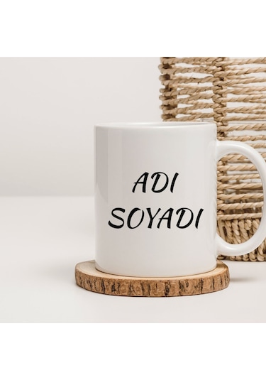 C Harfli Baskılı Kupa Bardak Beyaz