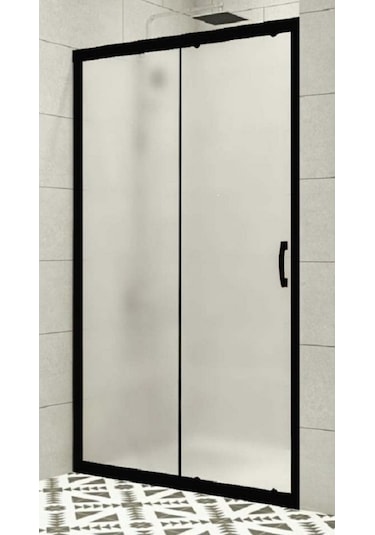 Durul Duşakabin Ön Cephe Siyah 5 mm Buzlu Yükseklik  190 cm