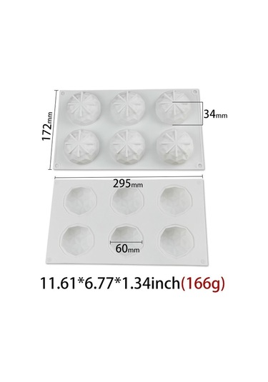 Soulader 6'lı Silikon Kalıp Seti Elmas Şekilli Cupcake Pasta Kek Çikolata Yapımı Beyaz