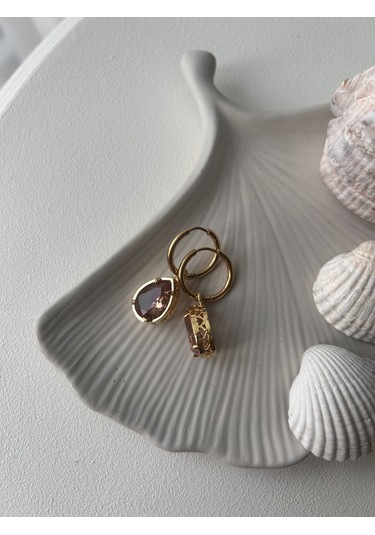 Zultanit Taşlı Çelik Halka Küpe