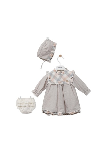 Şapka Makosen Çorap Külotlu 5'li Kız Bebek Elbise Yenidoğan Hediye Seti 12608 001