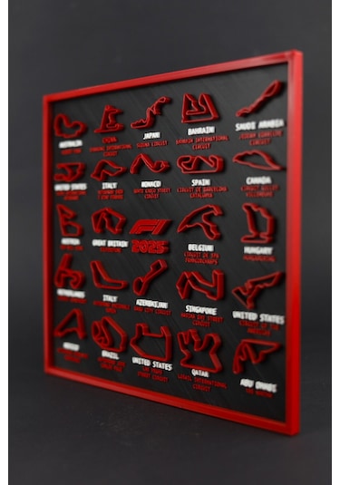 F1 2025 Yarış Takvimi / Formula 1 - 3 Boyutlu Tabela - 22.5cm X 20cm X 1.5cm