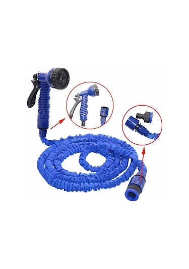 30 Metre Bahçe Sulama Araç Yıkama Hortumu 7 Kademeli  Başlık