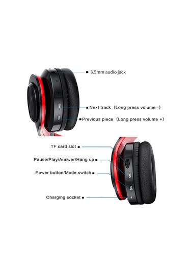 Qingmipy B39 Kablosuz Kulaküstü Bluetooth Kulaklık, Işık Efektli Espor Oyun Ve Müzik İçin, Mavi Renk, 40mm Hoparlör, 7 Saat Kullanim Süresi