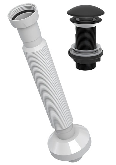 Pop Up Sifon Taşma Deliksiz Mat Siyah 220109 Beyaz