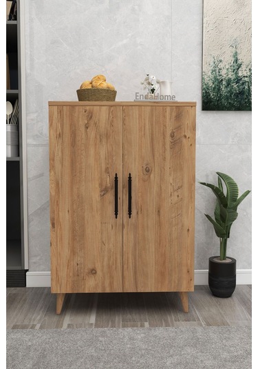 6 Raflı 4 Kapaklı Çok Amaçlı Dolap Beyaz - Atlantik Çam Çok Renkli