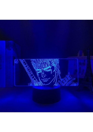 Goldenqian Berserk Guts Anime 3d Boy Için Gece Lambası 16 Renk Kız Odası Dekoru Illusion Led Lamba Usb Manga Berserk Guts Şekil Uygun Çocuk Hayranları Yılbaşı Hediyeleri Yzd40q Siyah