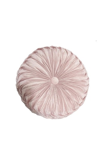 Açık Pembe Avrupa Lüks Kadife Atmak Yastık Minder Yuvarlak Kumaş El Yapımı Pileli Tekerlek Kabak Koltuk Minderi 35 Cm