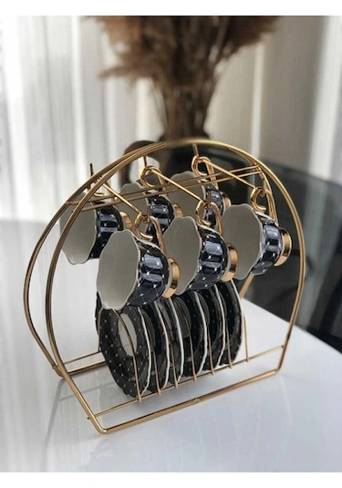 Magic Objects Gold Fincanlık - Gold 6lı Fincan Standı Gold